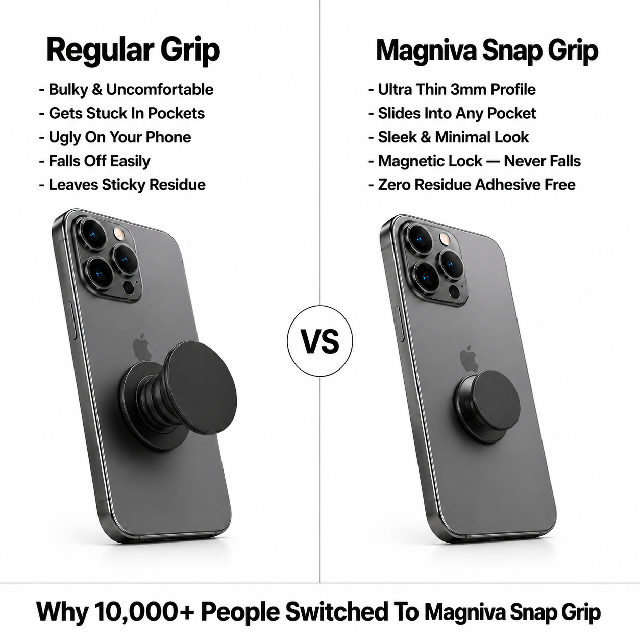 Magniva Snap Grip — Ultra Thin Magnetic Grip That Fits In Any Pocket